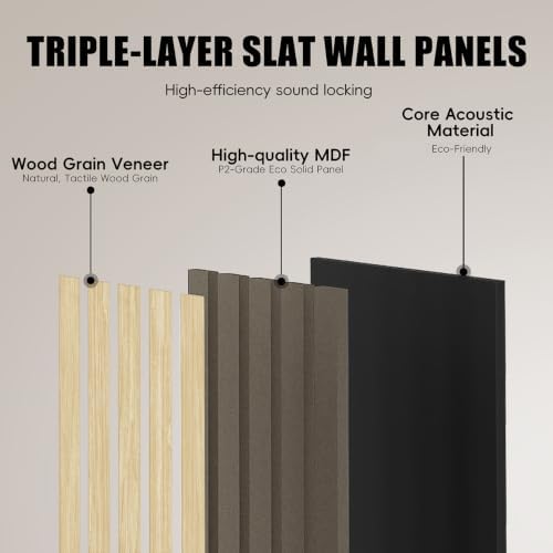 RITOLLO Wood Panels for Wall, Acoustic Wall Panels 92.5 x 11 in, 4 Pack - Image 5
