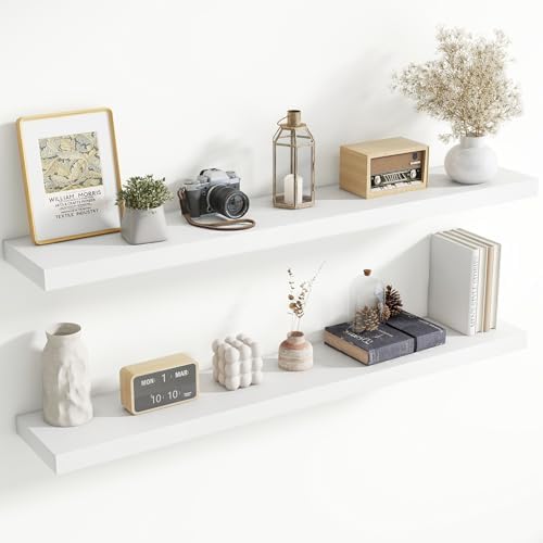 55 Inch Floating Shelves for Wall, 8 Inch Deep, Invisible Brackets by Axeman