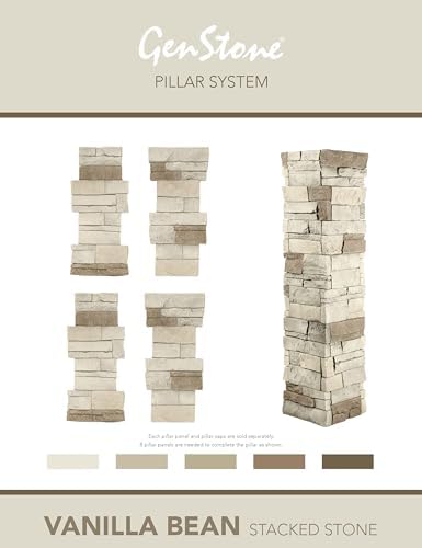 GenStone Faux Stacked Stone Pillar Panel 11.25" x 24" in Vanilla Bean Color - Image 2