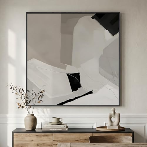 Extra Large Framed Black White Abstract Wall Art by Cuspin