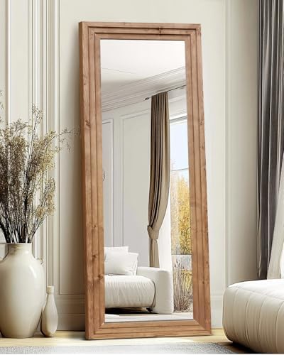 65x22in Full Length Mirror, 3-Tier Stepped Solid Wood Frame by ABSWHLM
