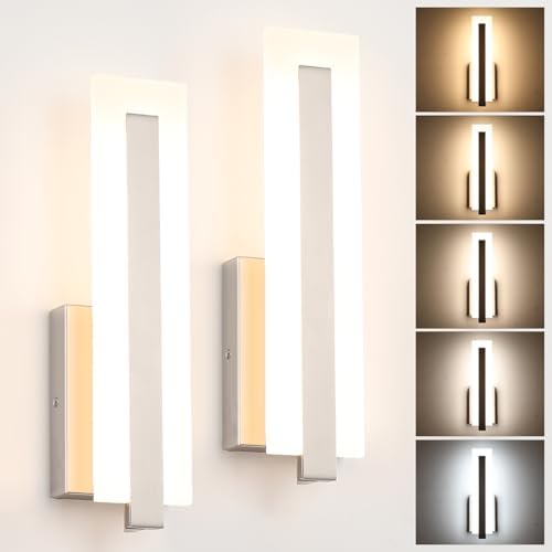 Tipace Hardwired Brushed Nickel Modern LED Wall Sconces Indoor Wall Lights by Tipace