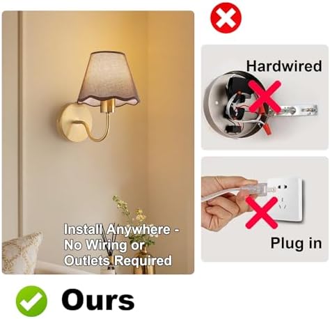 ADISUN Battery Operated Wall Sconce Set of 2, Wireless Wall Lights - Image 6