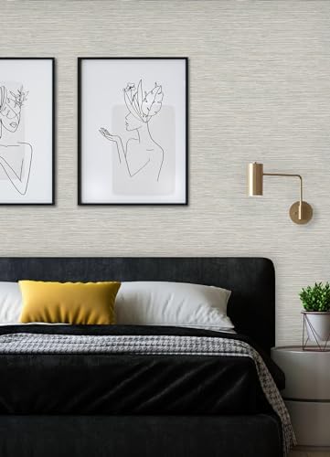 RoomMates Neutral Jade Dimensional Grasscloth Peel and Stick Wallpaper - Image 2