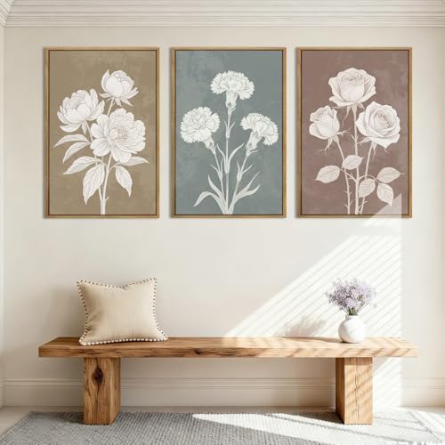 BINCUE Extra Large Neutral Botanical Wall Art Decor Floral Painting Flower Print - Image 4