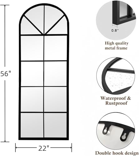56×22" Arched Window Finished Full Length Mirror, Wall Mirror - Image 5