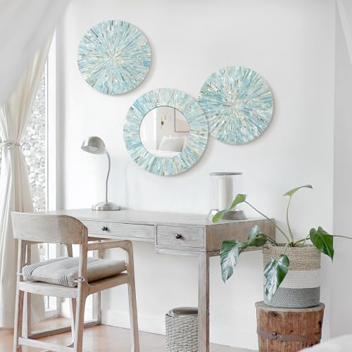 3PCS Natural Mother of Pearl Beach Mirror Wall Art Room Decor - Image 4