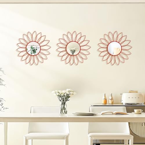 3 Pack Metal Mirrors for Wall Cute Sunburst Wall Mirror Home Decor Wall Art - Image 7