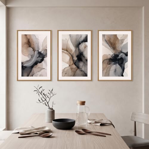 Abstract Brown Marble Framed Canvas Wall Art Set-24"x36"x3 - Image 3