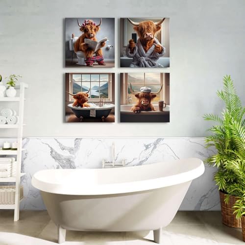 Rustic Highland Cow Wall Art Funny Farmhouse Animal Posters Western Cow - Image 6