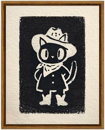 VIYYIEA Halloween Black Cat Wall Art Animal Painting 8x10 Inch by VIYYIEAART