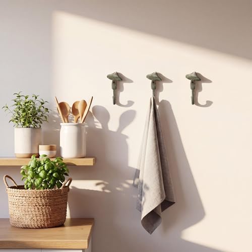 3 Pcs Mushroom Wall Hooks Decorative Iron Mushroom Shaped Hanging Hooks Wall - Image 4