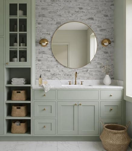 NextWall Harry & Grace Faux Rustic Brick Vinyl Peel and Stick Natural Wall - Image 4