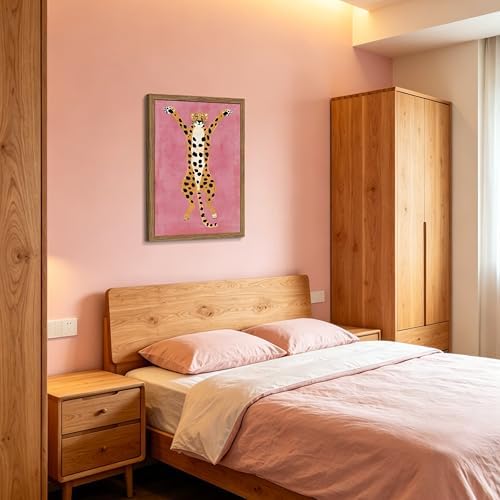 Framed Funny Cheetah Canvas Wall Art, Cute Stretching Cheetah Poster Print - Image 6