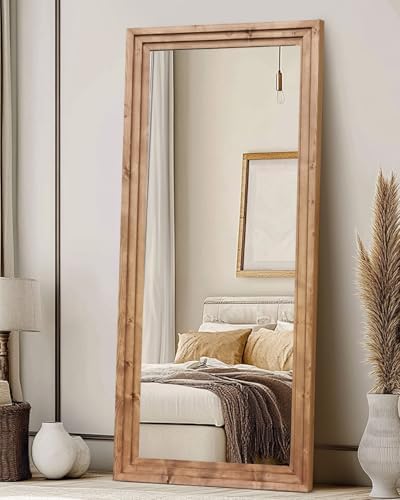 71x30in Full Length Mirror, 3-Tier Stepped Solid Wood Frame - Image 5
