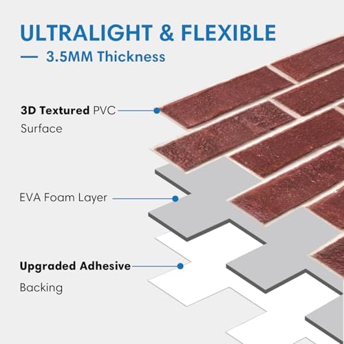 COMSTICKC 3D Peel and Stick Faux Brick Wall Panels, Ultra-Light & Flexible - Image 6