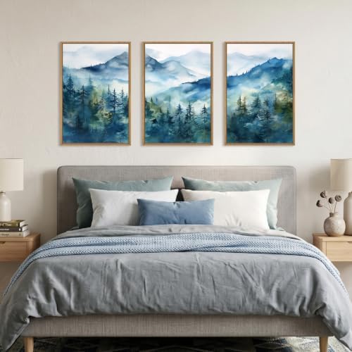 Celestdeco Blue Ridge Mountain Forest Framed Canvas Wall Art Set-16"x24"x3 - Image 4