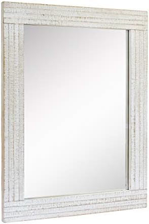 Stonebriar 24" x 18" Rectangle Worn White Wood Frame Wall Mirror - Image 2