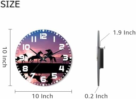 Horses Sunset Wall Clock Battery Operated Horses - Image 2