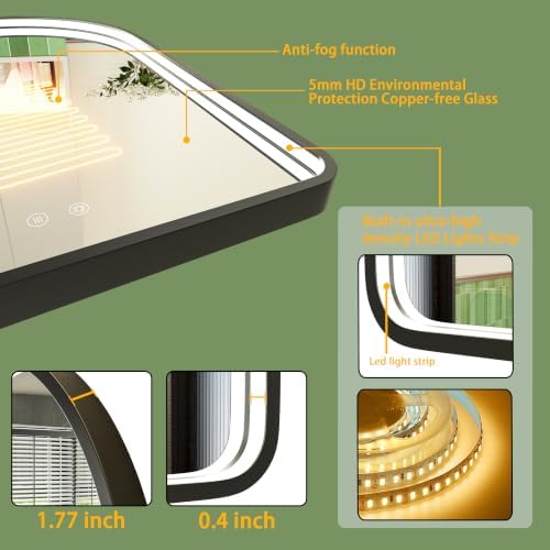 40"x30" Black LED Bathroom Mirror - Image 4