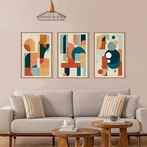 FWIEXA Mid Century Modern Wall Art Set Framed, Modern Canvas Art Wall Decor - Image 2