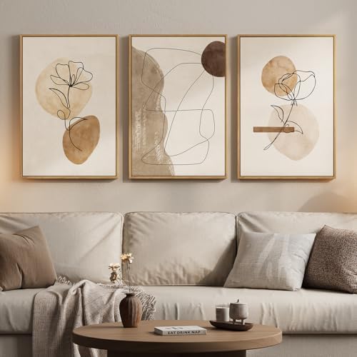 Framed Neutral Abstract Boho Modern Wall Art - Image 4