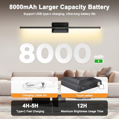 Battery Wireless Wall Light，Remote，With a long charging cable，Set of 2 - Image 4