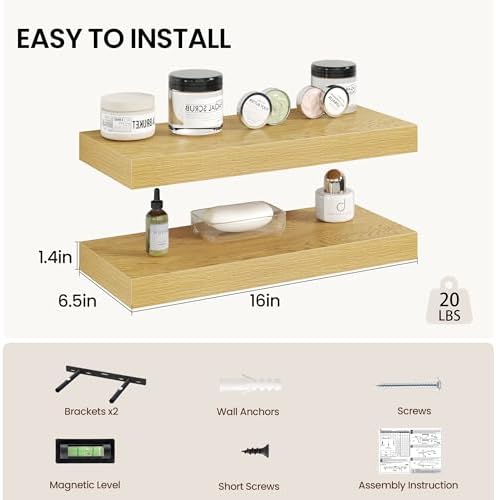 Vivelove 16 Inch Floating Shelves Wall Mounted - Image 3