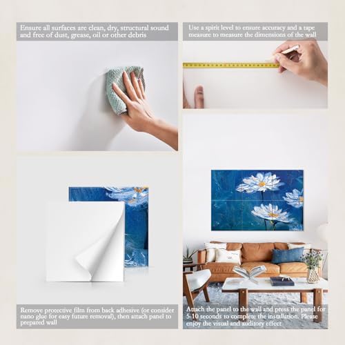 JBER 6 Pack Art Acoustic Panels 72" x 48", Blooming Daisies - Image 6
