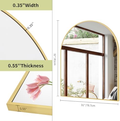 BEAUTYPEAK 31"x32" Arch Bathroom Wall Mirror - Image 6