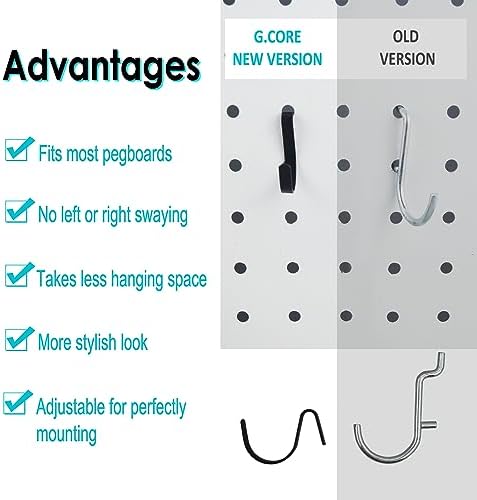 Pegboard J Hooks Black 80pcs Peg Board Metal Tool Hangers - Image 2