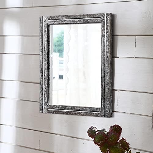 AAZZKANG Rustic Mirror Wood Framed Wall Mirrors Large 20"x16" Rectangle - Image 5