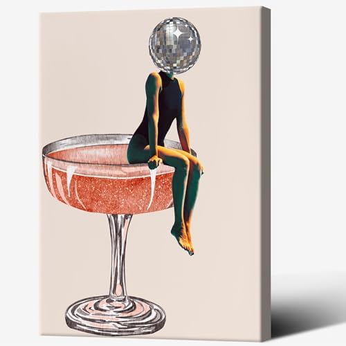 Disco Ball Head Poster, Funky Disco 70s Print, Retro Wall Art, Digital Artwork by Unknown