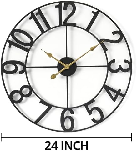 Sorbus Large Wall Clock, Metal Frame, Battery Powered - Image 2