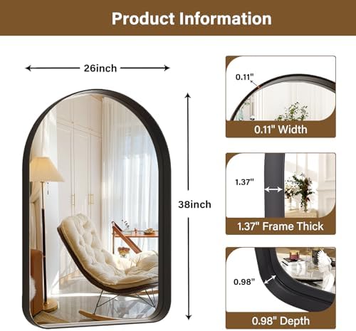 XRAMFY Arched Bathroom Mirror, Modern Bathroom Mirrors - Image 5