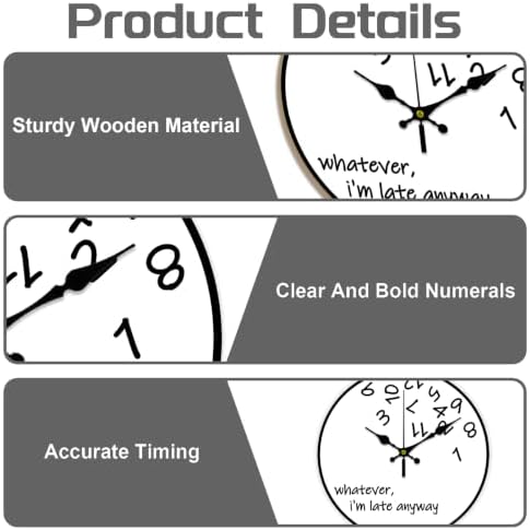 Fun Wall Clock Silent Non-Ticking 12" - Image 3