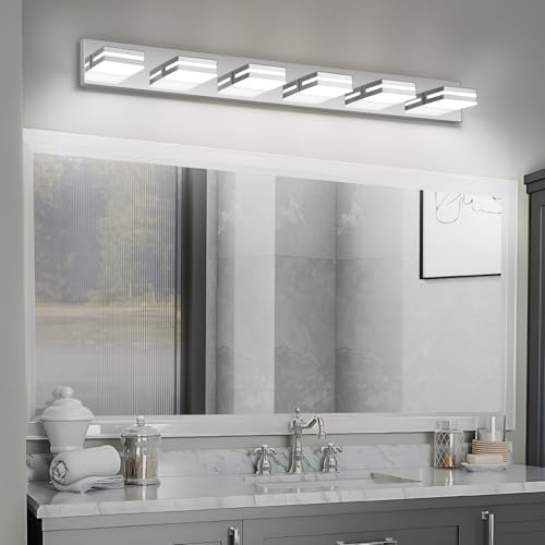 Modern LED Stainless Steel Chrome Acrylic Bathroom Lights Fixtures 6-Light - Image 6