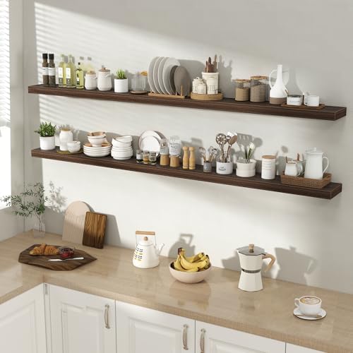 Acovy 72 Inch Floating Shelves for Wall 2 Pack, Wall Mounted Floating Shelf - Image 2