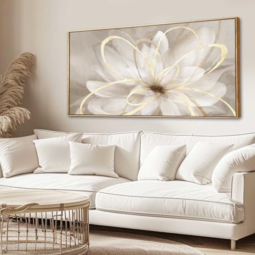 Framed Abstract Wall Art Gold Pictures Wall Decor Line Painting on Canvas 20"x by SOUGUAN