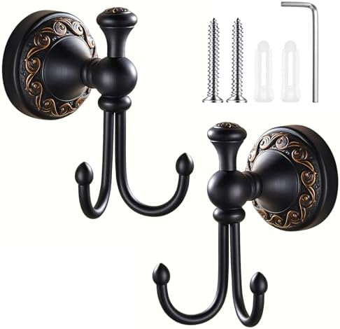Yaocom 2 Pack Antique Towel Hooks Wall Mounted, Oil Rubbed Bronze by Yaocom