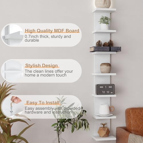 Fun Memories 7 Tier Wall Shelf Unit, Vertical Storage Tower - Image 3