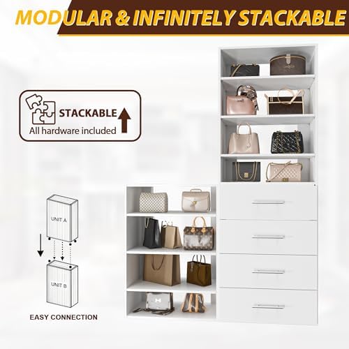 25.5" Wide 4 Drawer Tower Modular Closet System, Closet Storage Organizer - Image 3