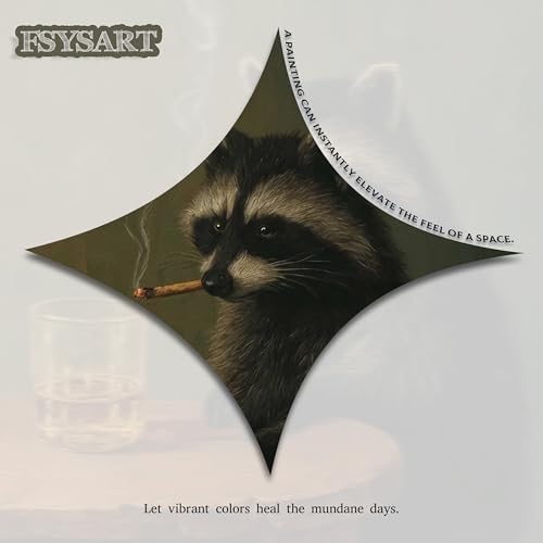Framed Vintage Raccoon Wall Art, Moody Raccoon Canvas Prints, Funny Dark - Image 3