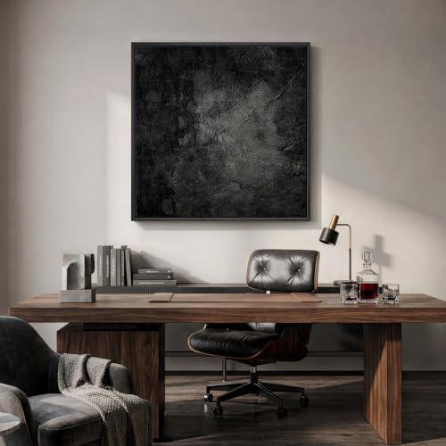 Large Framed Black Abstract Canvas Wall Art Decor - Image 3