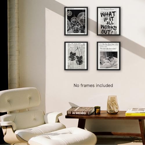 NaZaUK What If It All Works Out Wall Art Prints Set of 4, Newspaper Wall Decor - Image 3