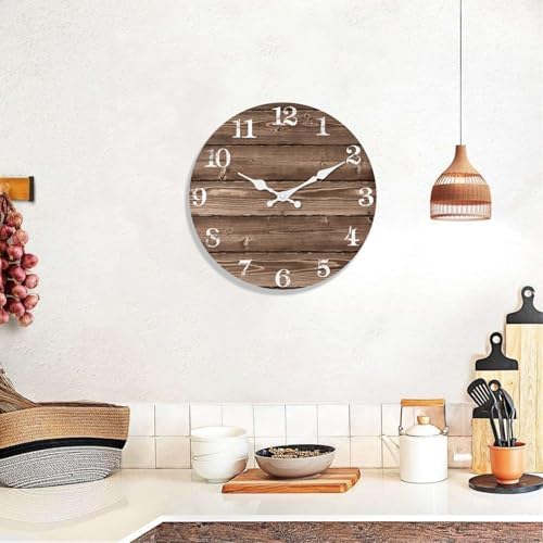 XFM Large Farmhouse Wall Clock Battery Operated 16 Inch Brown - Image 2