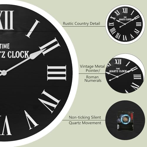 ARTPOWER 35.5” Extra Large Giant Farmhouse Wall Clock - Image 3