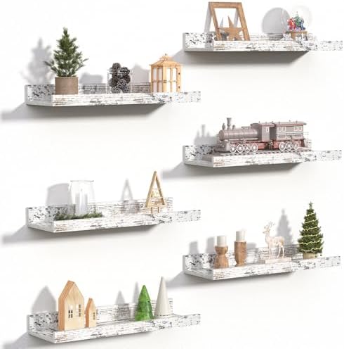 upsimples Floating Shelves for Wall Decor Storage Rustic White by upsimples