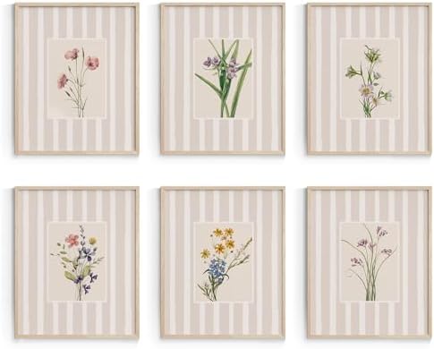 Habseligkeit Floral Wall Art Prints, Flower Poster 8x10 Set of 6 by Habseligkeit