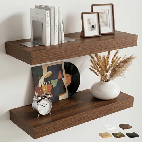 20 Inch Floating Shelves for Wall, Walnut Finish by FLYJOE